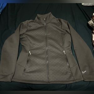 NIKE GOLF Tour Performance Brown Full Zip Up Jacket Dots, Fleece Sz M